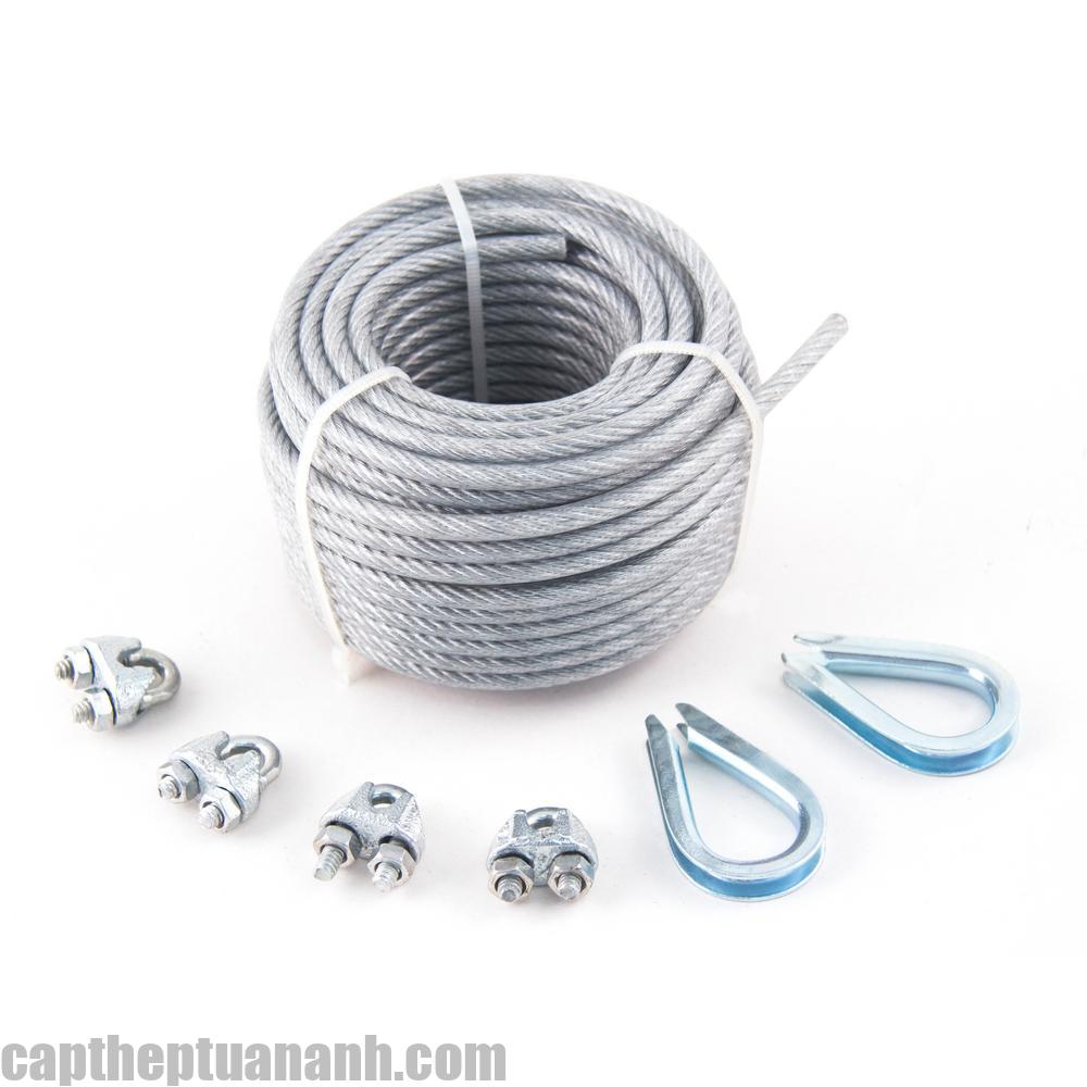 Cáp bọc nhựa phi 12 metallics kingchain wire rope 463771 64 1000